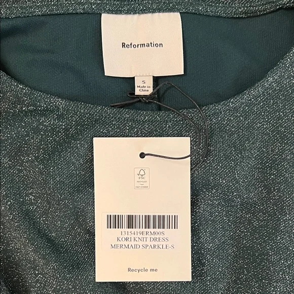 Reformation Kori Knit Dress Blue - Size S Mermaid Sparkle - Picture 9 of 10